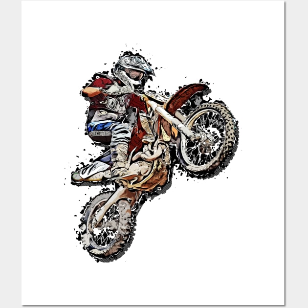 Dirt Bike Motocross Freestyle Illustration Wall Art by T-Shirt Dealer